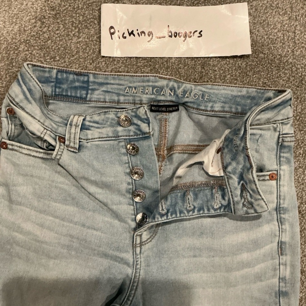 American Eagle Next Level Stretch distressed blue denim jeans boot cut size 8 - Picture 3 of 9